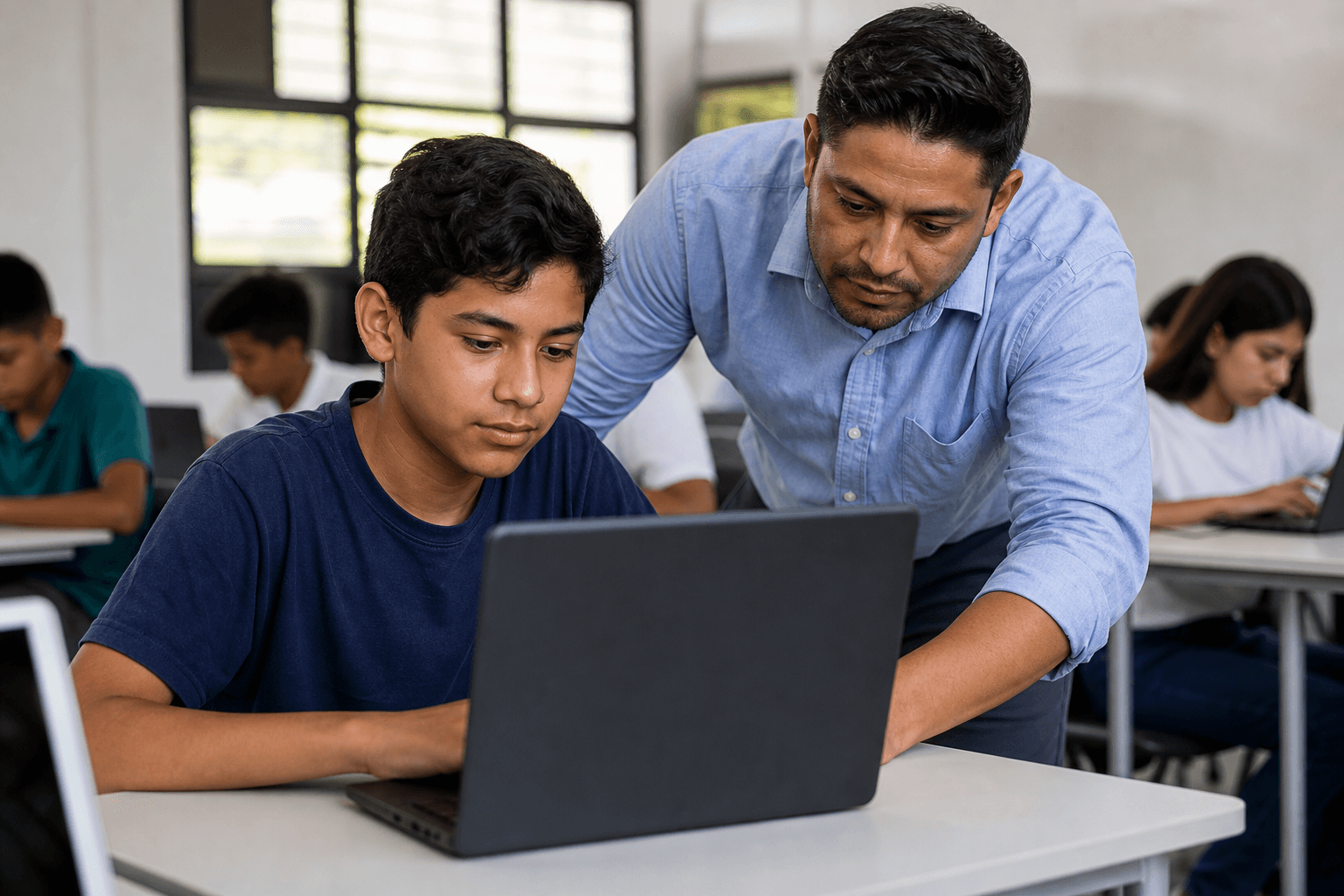 Student taking a digital psychometric assessment at school